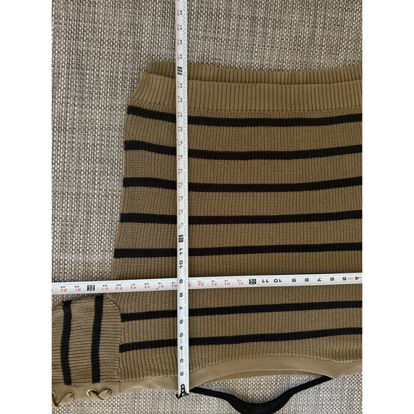 LAUREN RALPH LAUREN 100% Cotton Stripe Grommet Lace Short Slv Sweater Preppy M - Picture 5 of 5